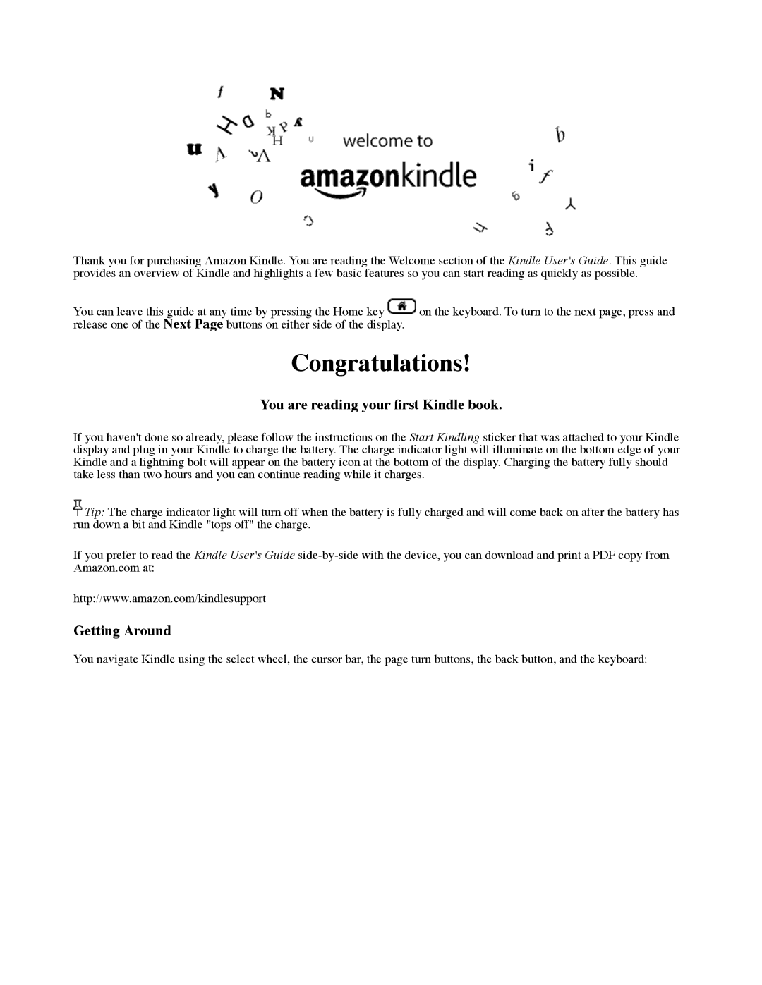 Amazon D00111 manual You are reading your ﬁrst Kindle book, Getting Around 