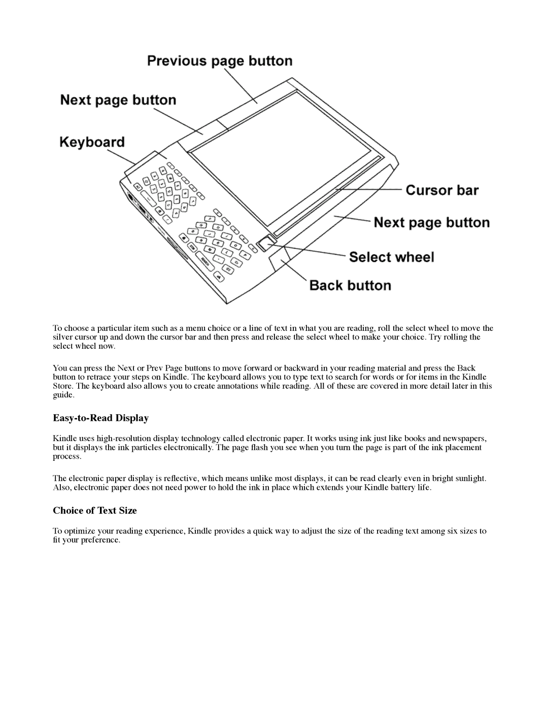 Amazon D00111 manual Easy-to-Read Display, Choice of Text Size 