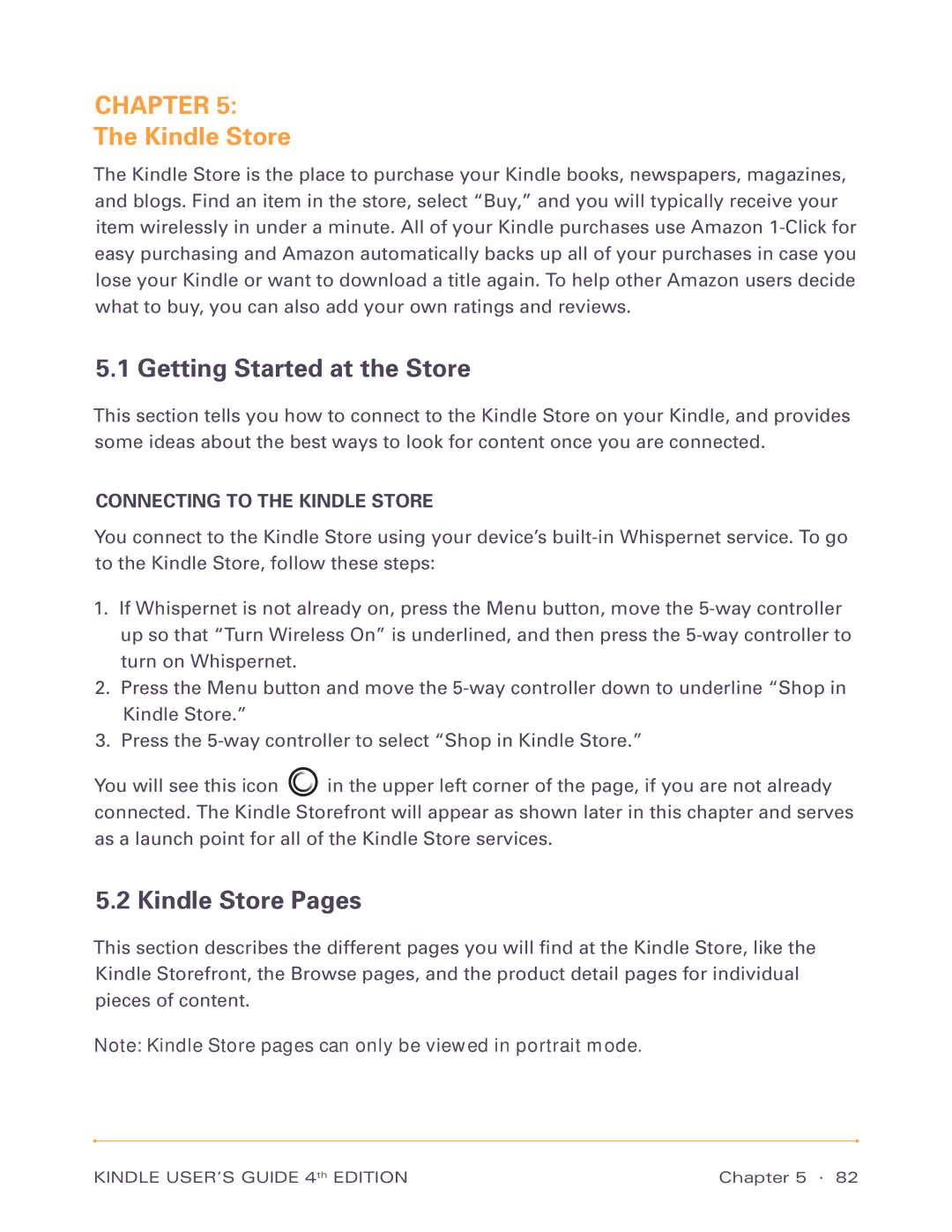 Amazon D00511, D00701 manual Getting Started at the Store, Kindle Store Pages, Connecting to the Kindle Store 