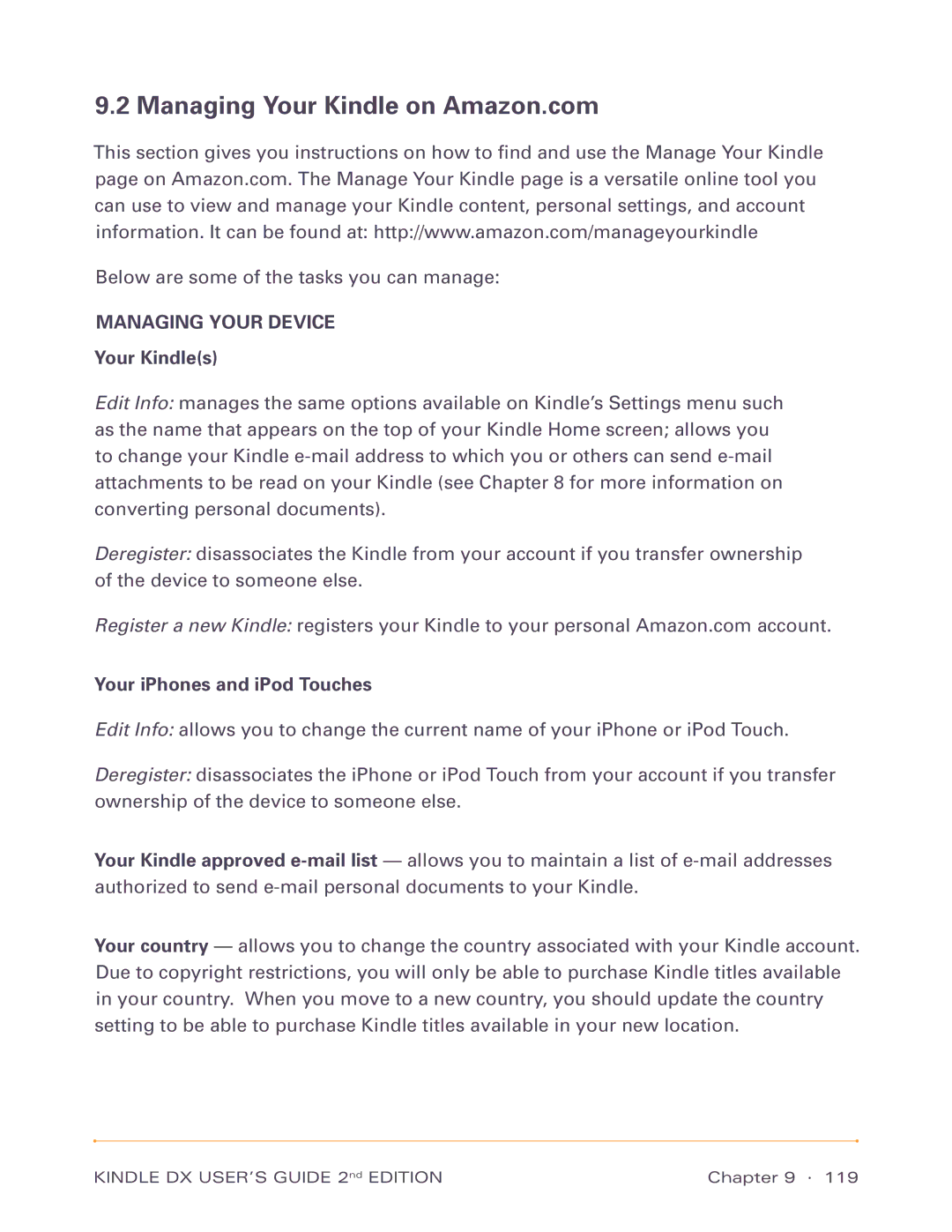 Amazon D00611, D00801 manual Managing Your Kindle on Amazon.com, Managing Your Device 