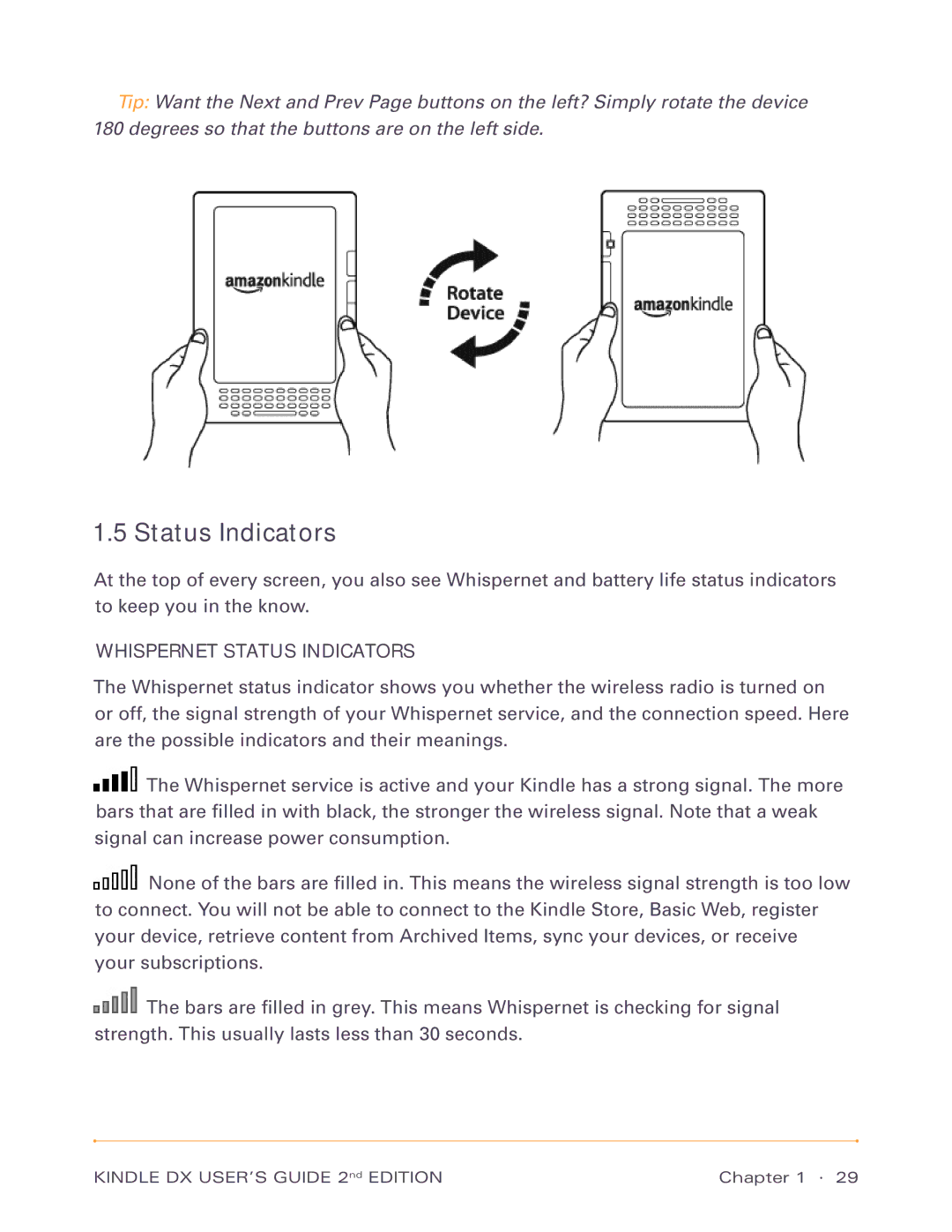 Amazon D00611, D00801 manual Whispernet Status Indicators 