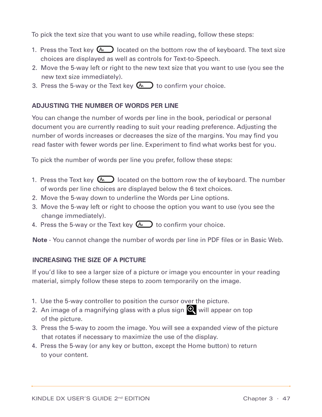 Amazon D00611, D00801 manual Adjusting the Number of Words PER Line, Increasing the Size of a Picture 