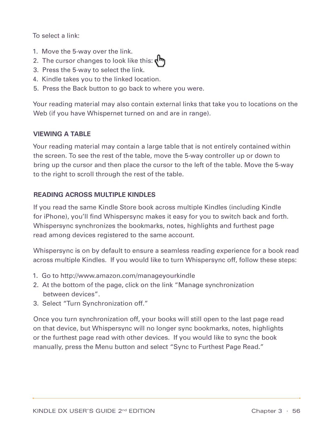 Amazon D00801, D00611 manual Viewing a Table, Reading Across Multiple Kindles 