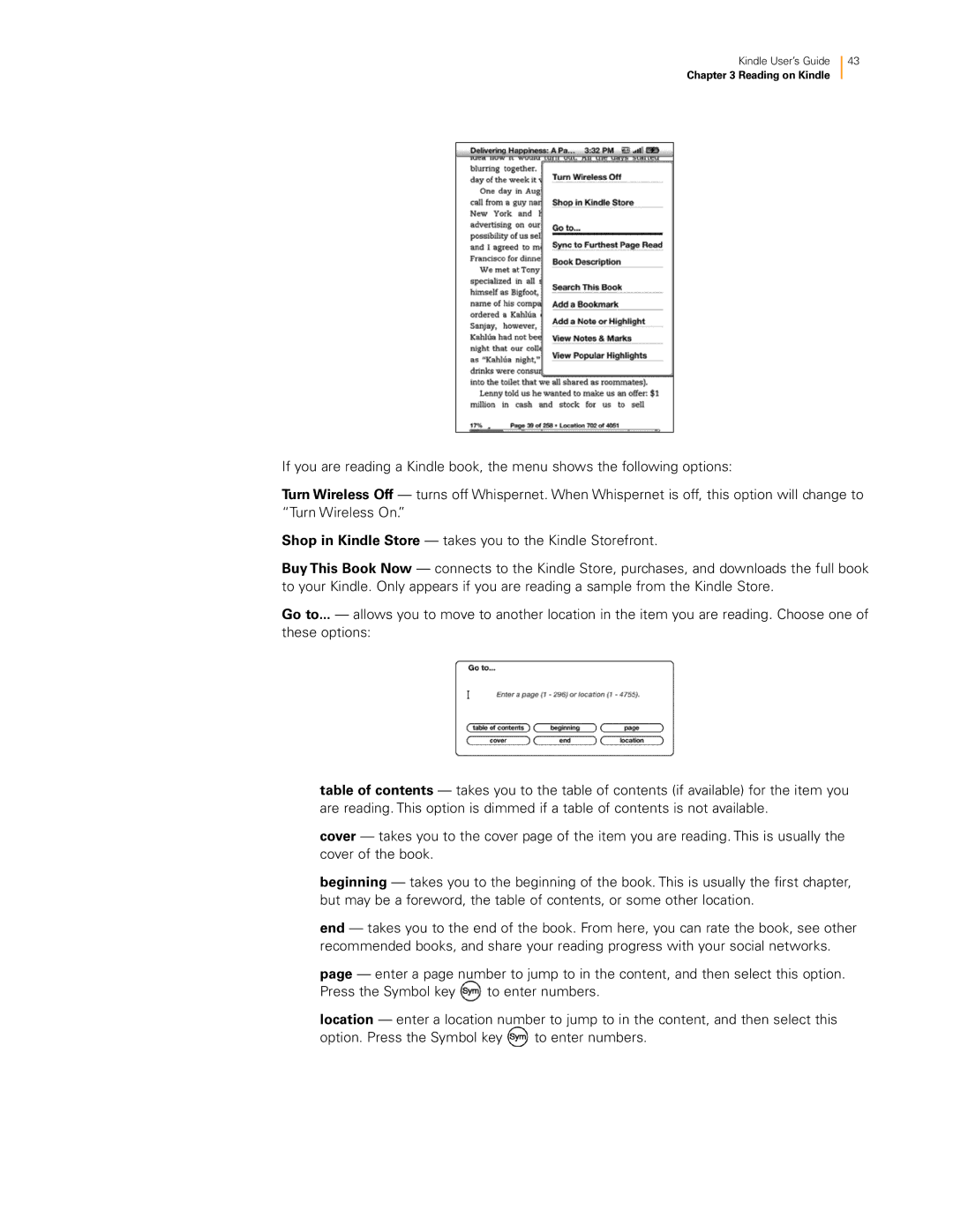 Amazon KNDKYBRD3G manual Reading on Kindle 