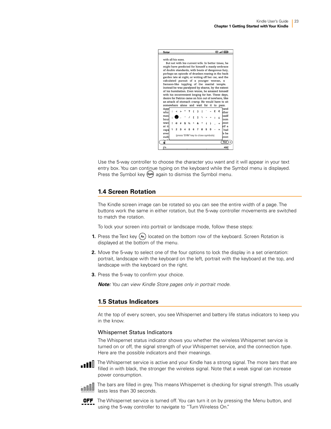 Amazon KNDKYBRD3G manual Screen Rotation, Whispernet Status Indicators 