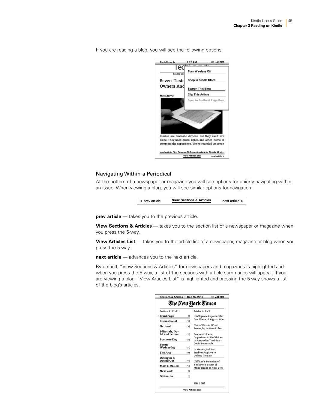 Amazon KNDKYBRD3G manual Navigating Within a Periodical 