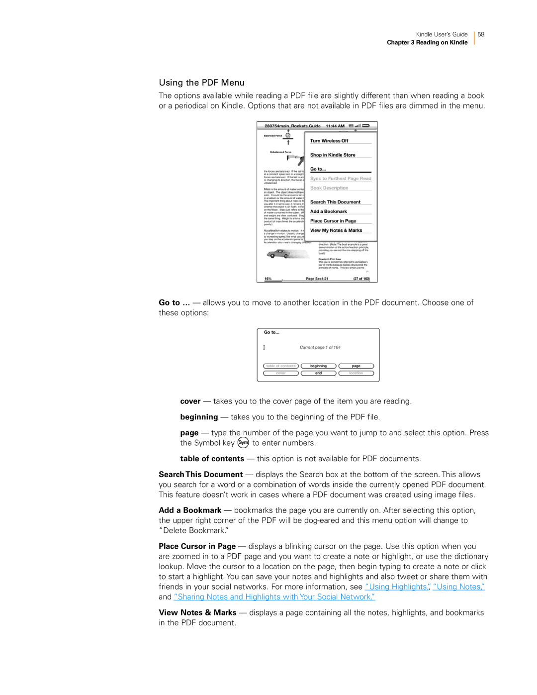 Amazon KNDKYBRD3G manual Using the PDF Menu 