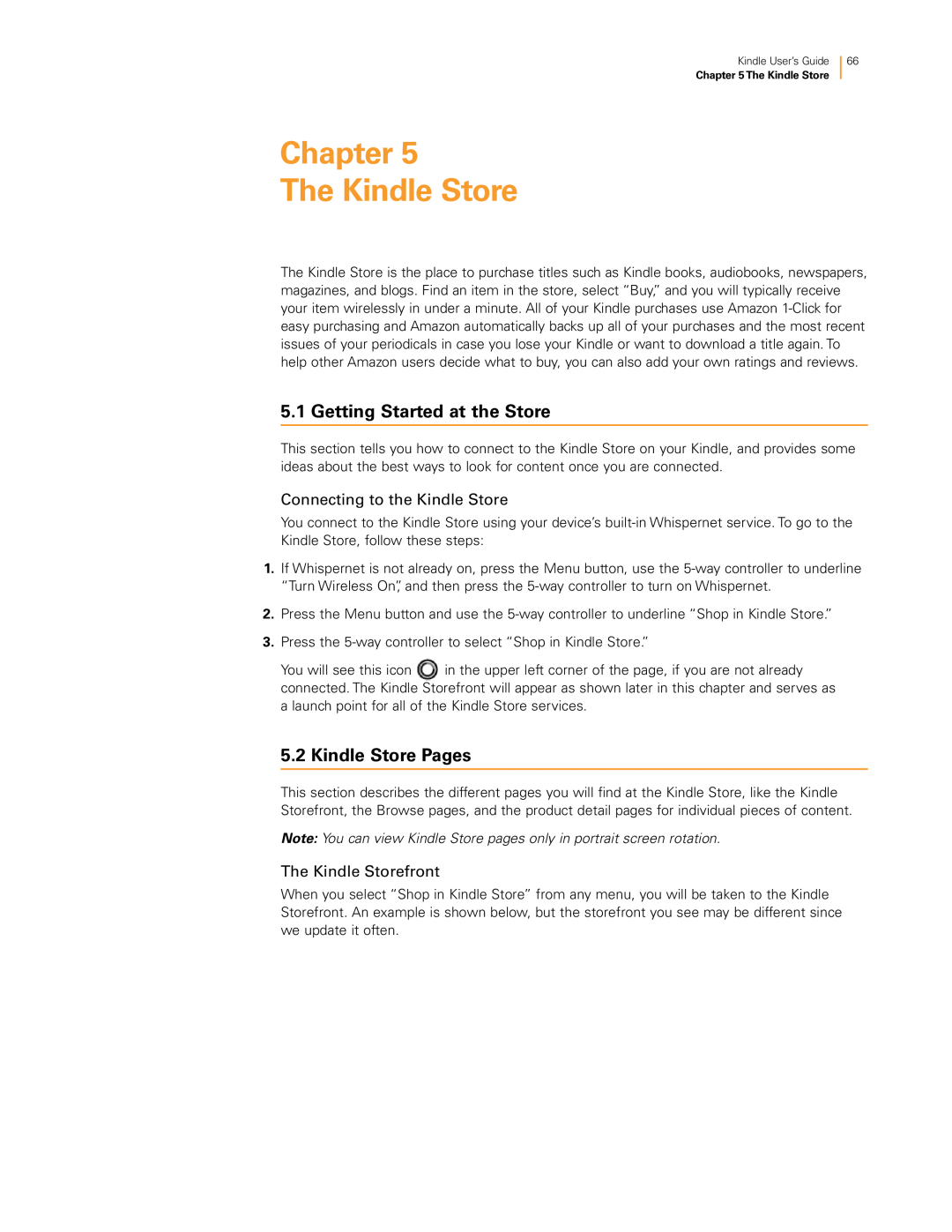 Amazon KNDKYBRD3G manual Chapter The Kindle Store, Getting Started at the Store, Kindle Store Pages, The Kindle Storefront 