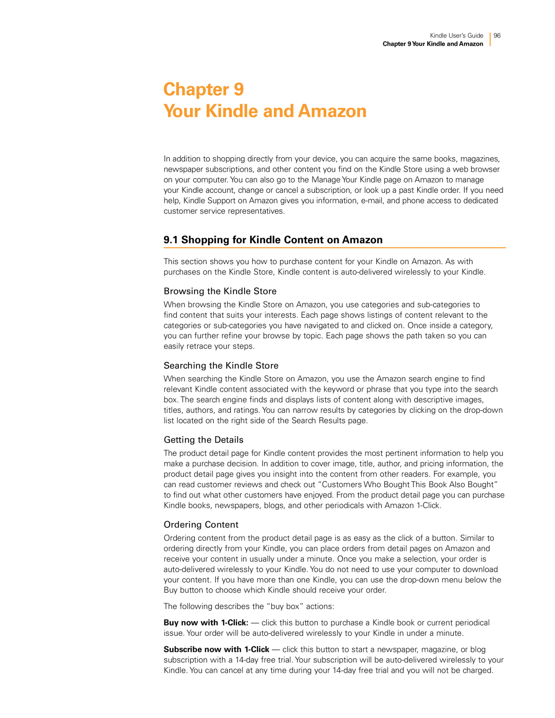 Amazon KNDKYBRD3G manual Chapter Your Kindle and Amazon, Shopping for Kindle Content on Amazon, Browsing the Kindle Store 