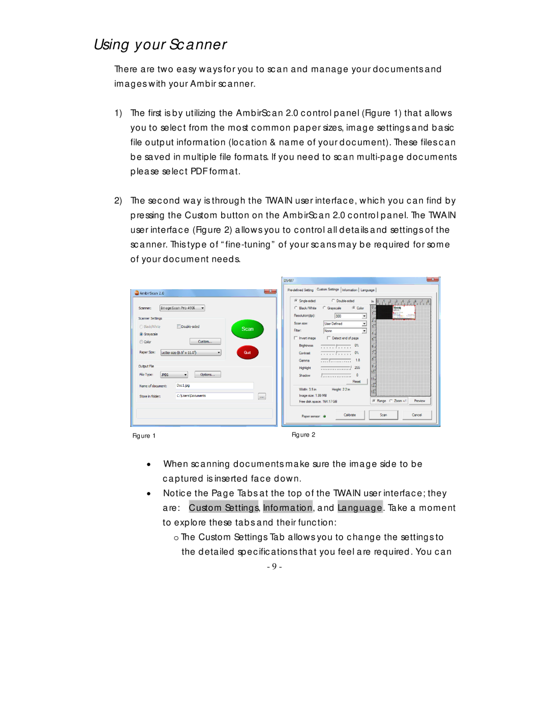 Ambir Technology PS467 manual Using your Scanner 