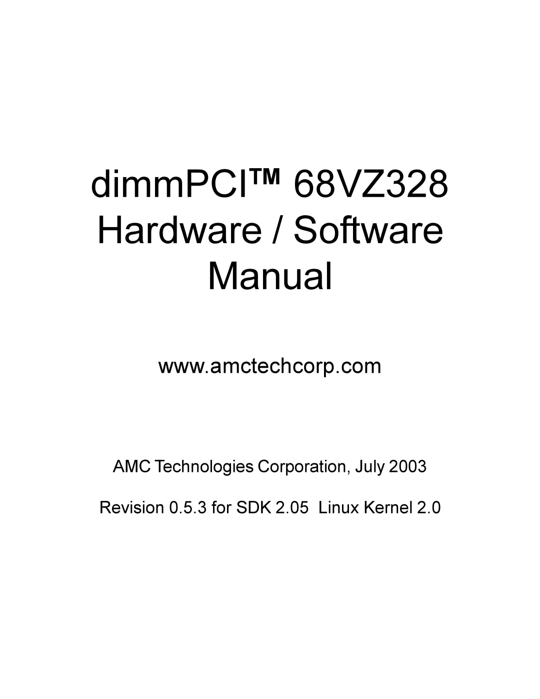 AMC software manual DimmPCITM 68VZ328 Hardware / Software Manual 