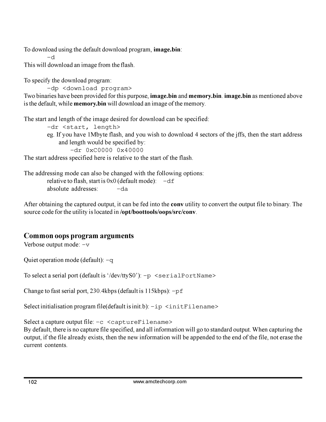 AMC 68VZ328 software manual Common oops program arguments 