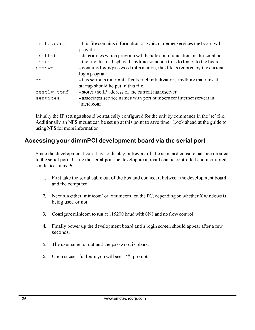 AMC 68VZ328 software manual Accessing your dimmPCI development board via the serial port 