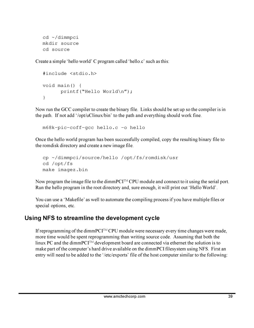 AMC 68VZ328 software manual Using NFS to streamline the development cycle 