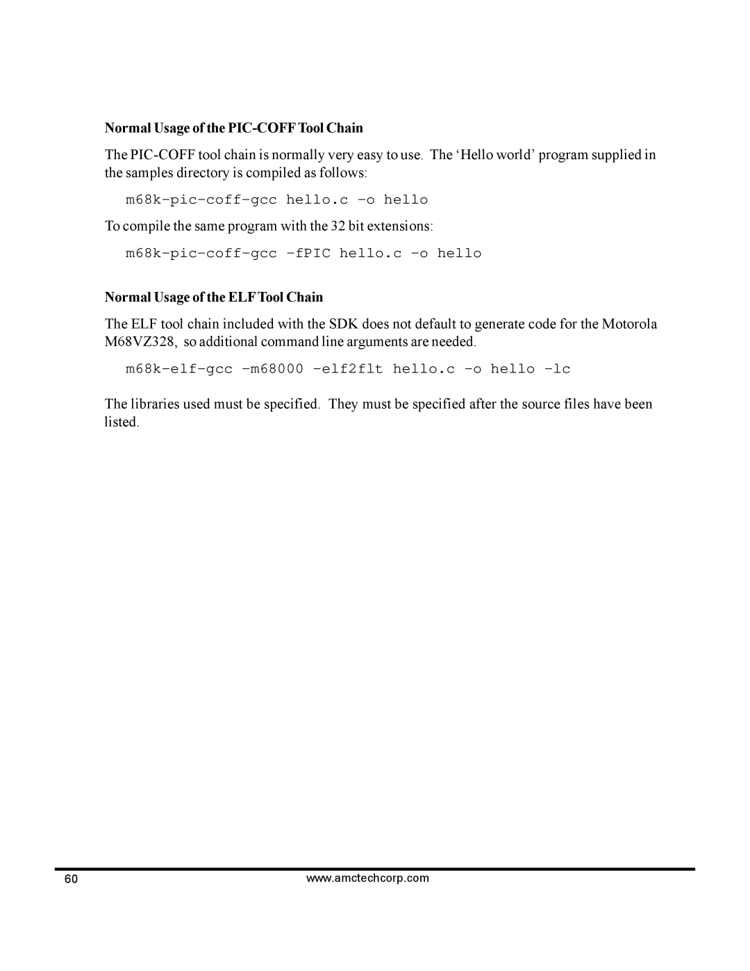 AMC 68VZ328 software manual Normal Usage of the PIC-COFFTool Chain 