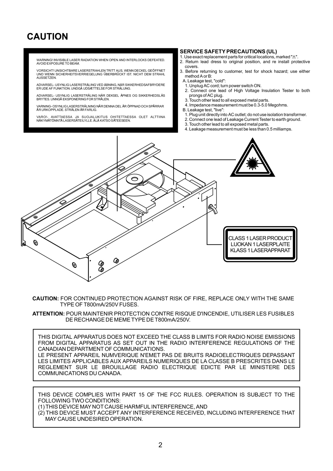 AMC CD8b manual Service Safety Precautions UL 