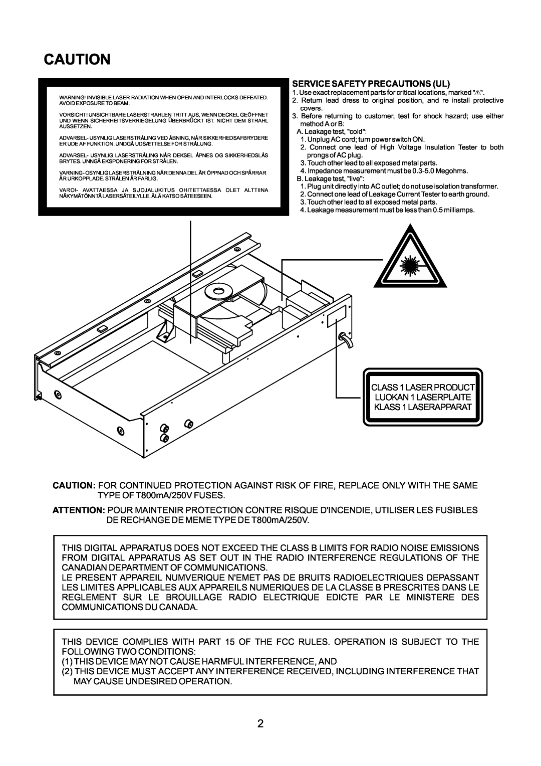AMC CD8b manual Service Safety Precautions Ul 