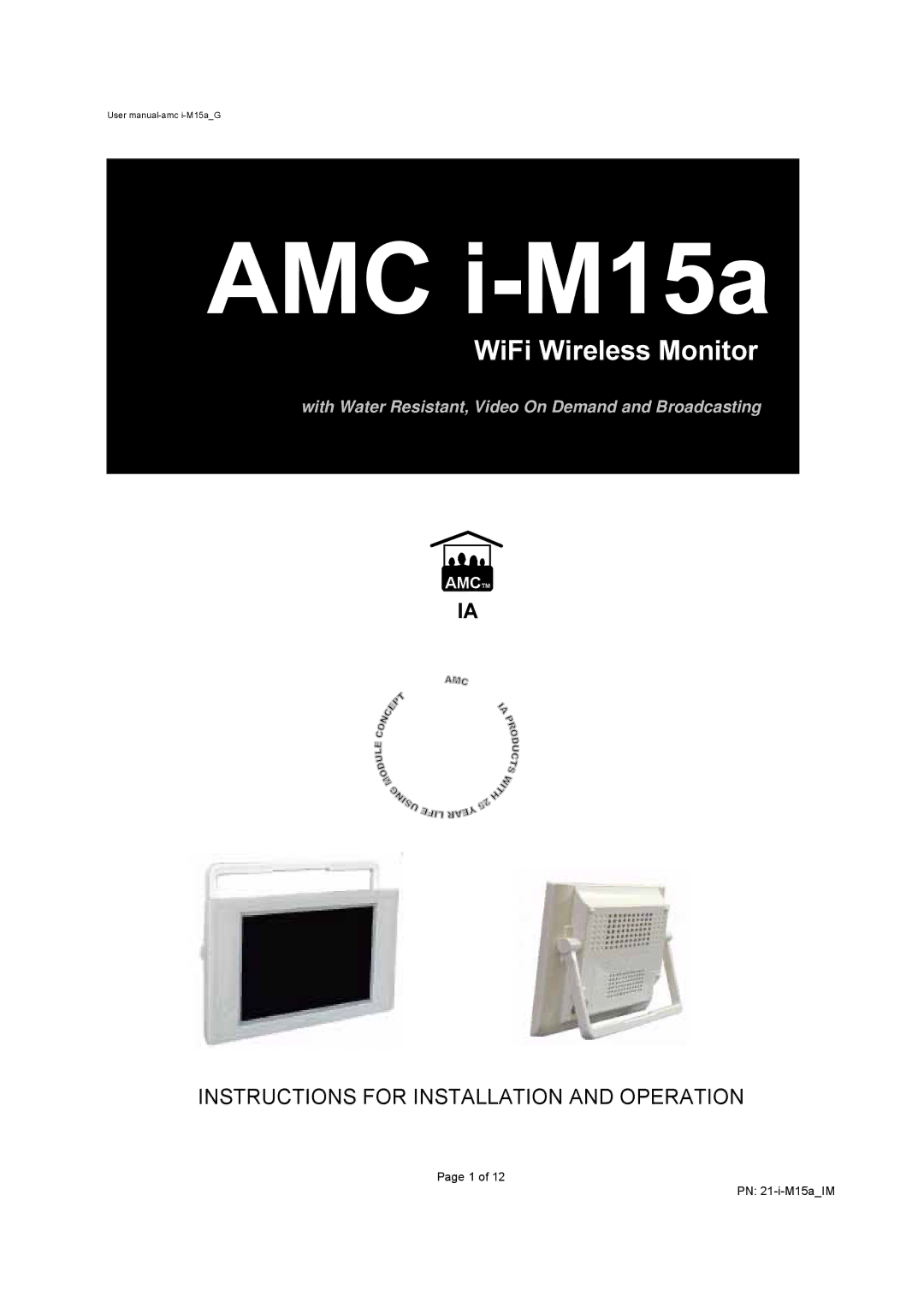 AMC I-M15A user manual Home, EntertainmentIA Center 