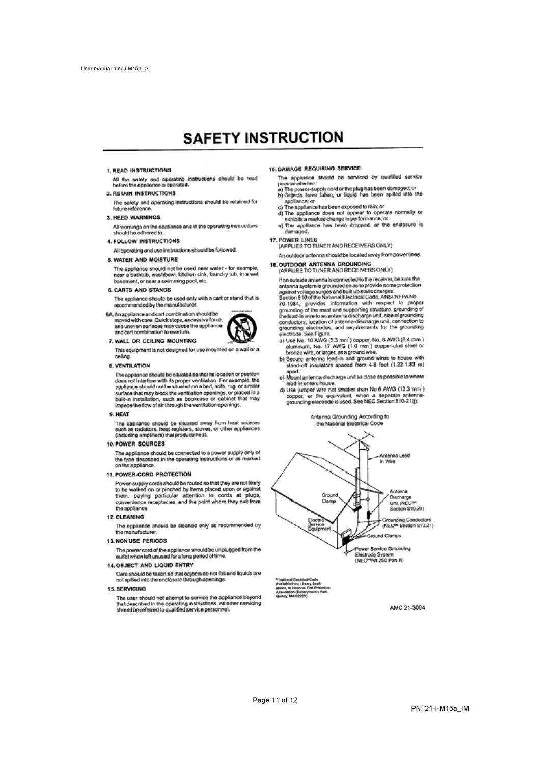 AMC I-M15A user manual PN 21-i-M15aIM 