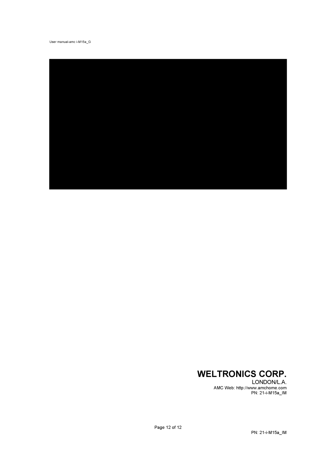 AMC I-M15A user manual Weltronics Corp 