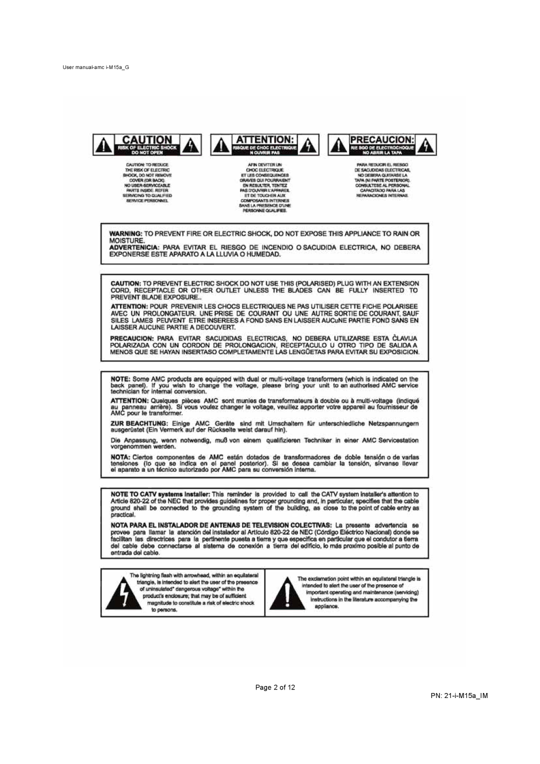 AMC I-M15A user manual PN 21-i-M15aIM 