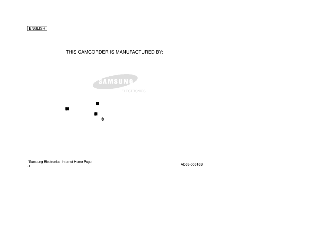 AMC SCD23/D24 manual This Camcorder is Manufactured by, Samsung Electronics’ Internet Home AD68-00616B 