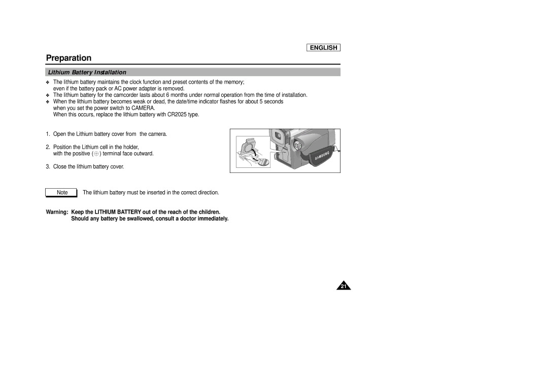 AMC SCD23/D24 manual Lithium Battery Installation 