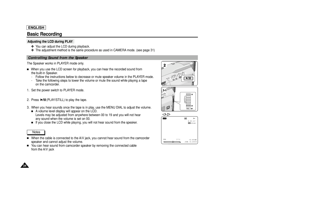 AMC SCD23/D24 manual Controlling Sound from the Speaker, Adjusting the LCD during Play 