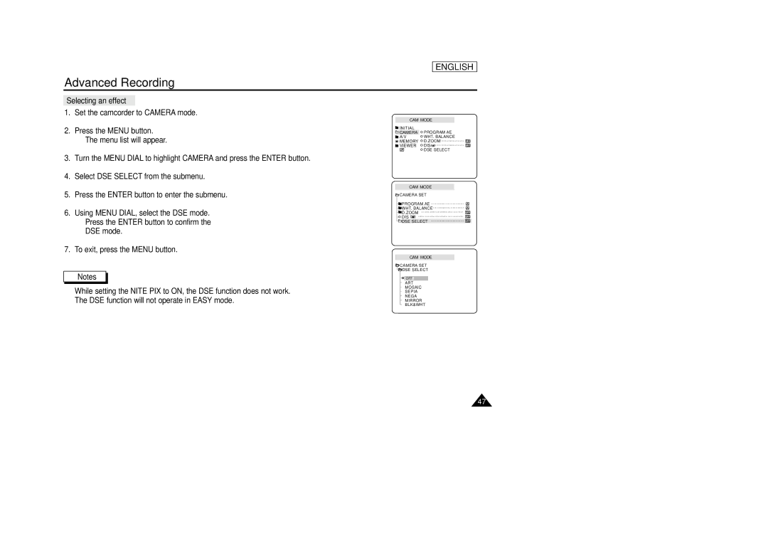 AMC SCD23/D24 manual Selecting an effect 