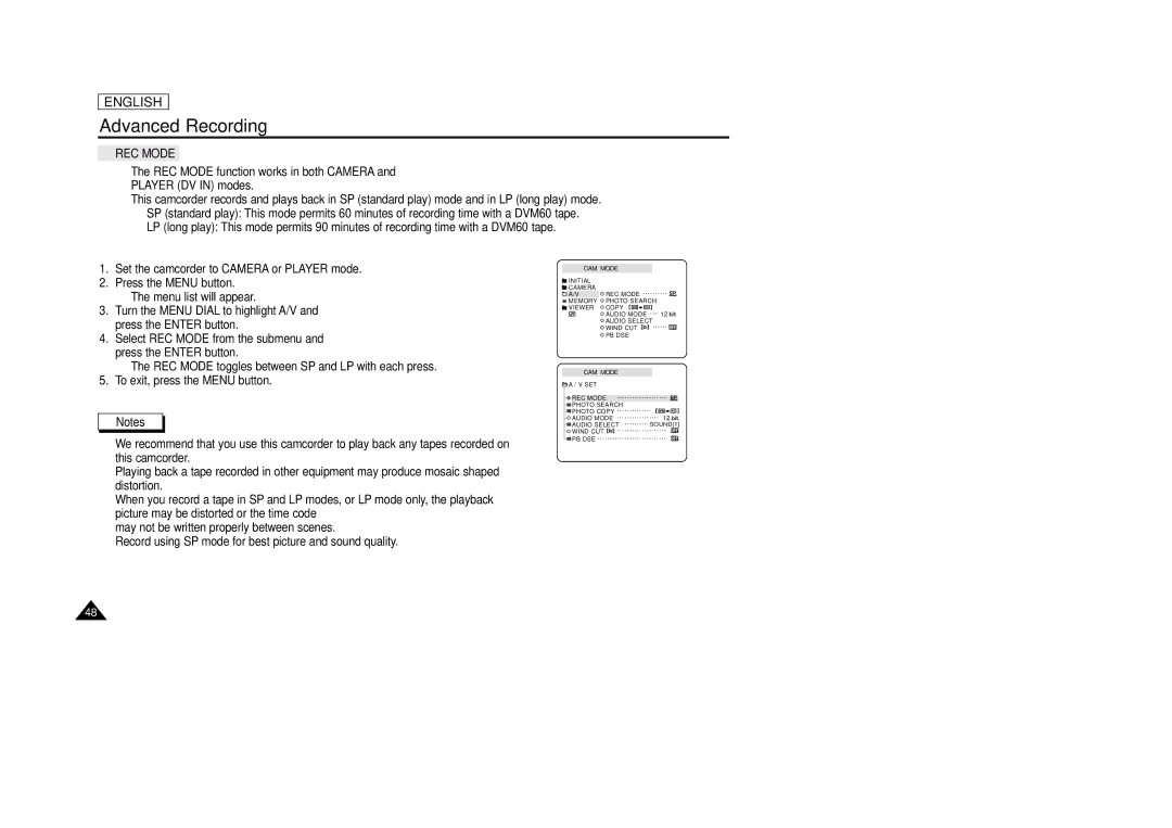 AMC SCD23/D24 manual REC Mode 