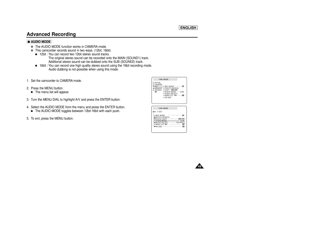 AMC SCD23/D24 manual Audio Mode 