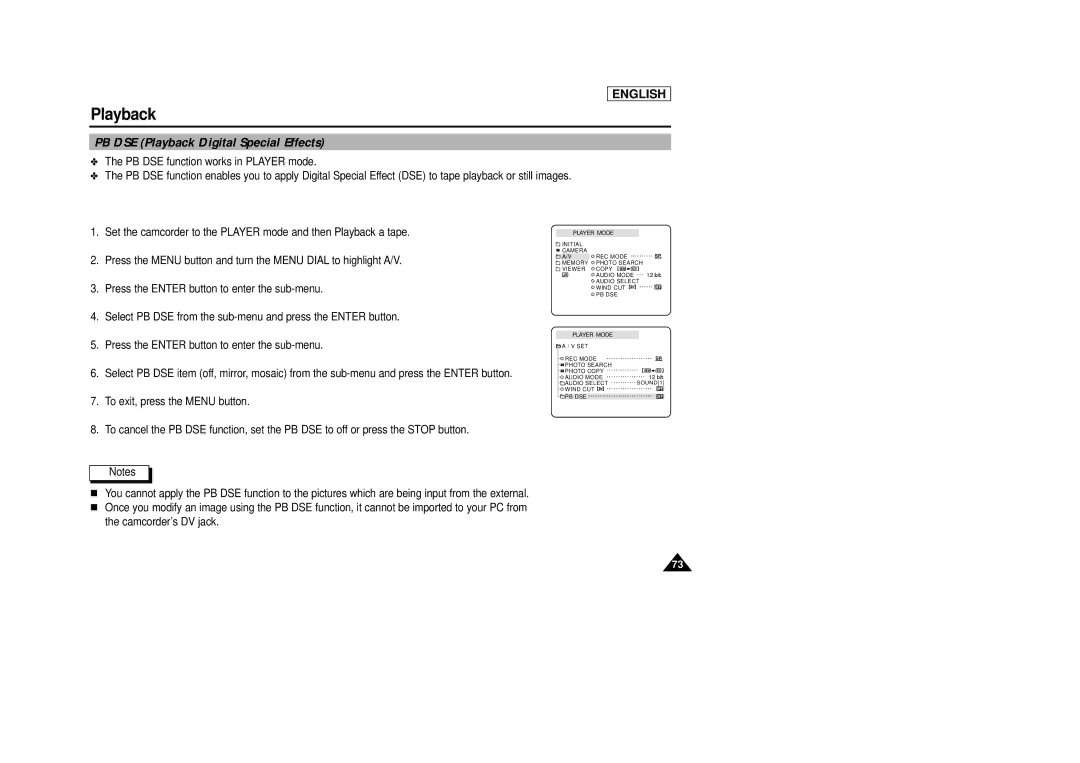 AMC SCD23/D24 manual PB DSE Playback Digital Special Effects 