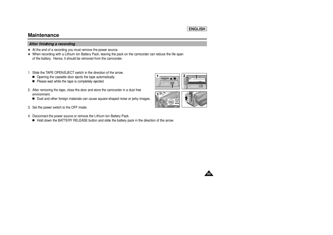 AMC SCD23/D24 manual Maintenance, After finishing a recording 