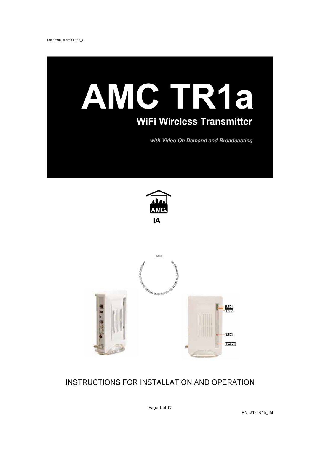 AMC user manual AMC TR1a 