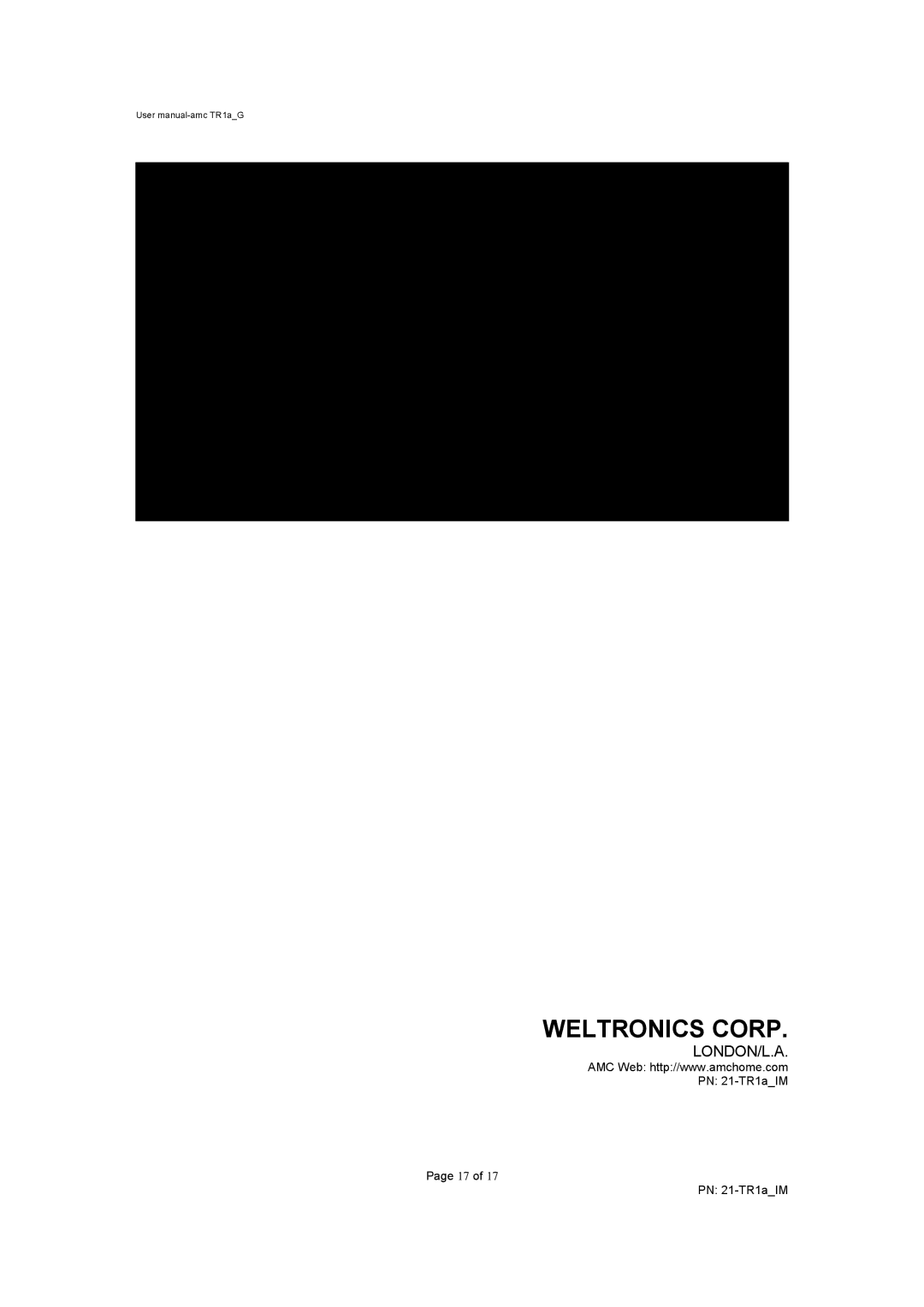 AMC TR1a user manual Weltronics Corp 