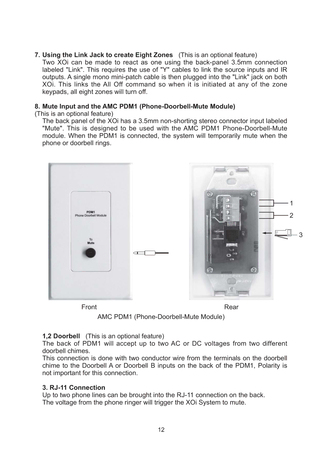 AMC XOi manual RJ-11 Connection 