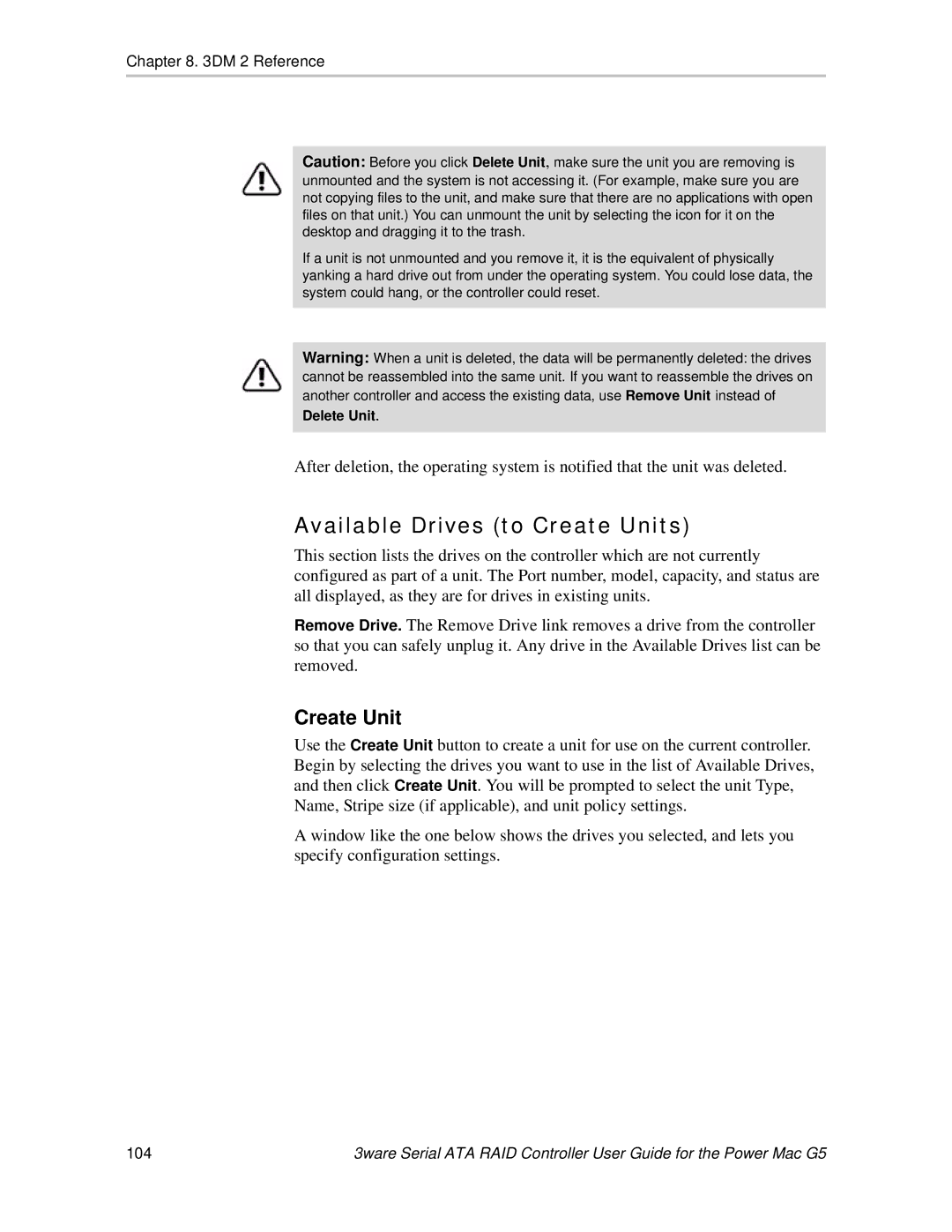 AMCC 720-0138-00 manual Available Drives to Create Units 