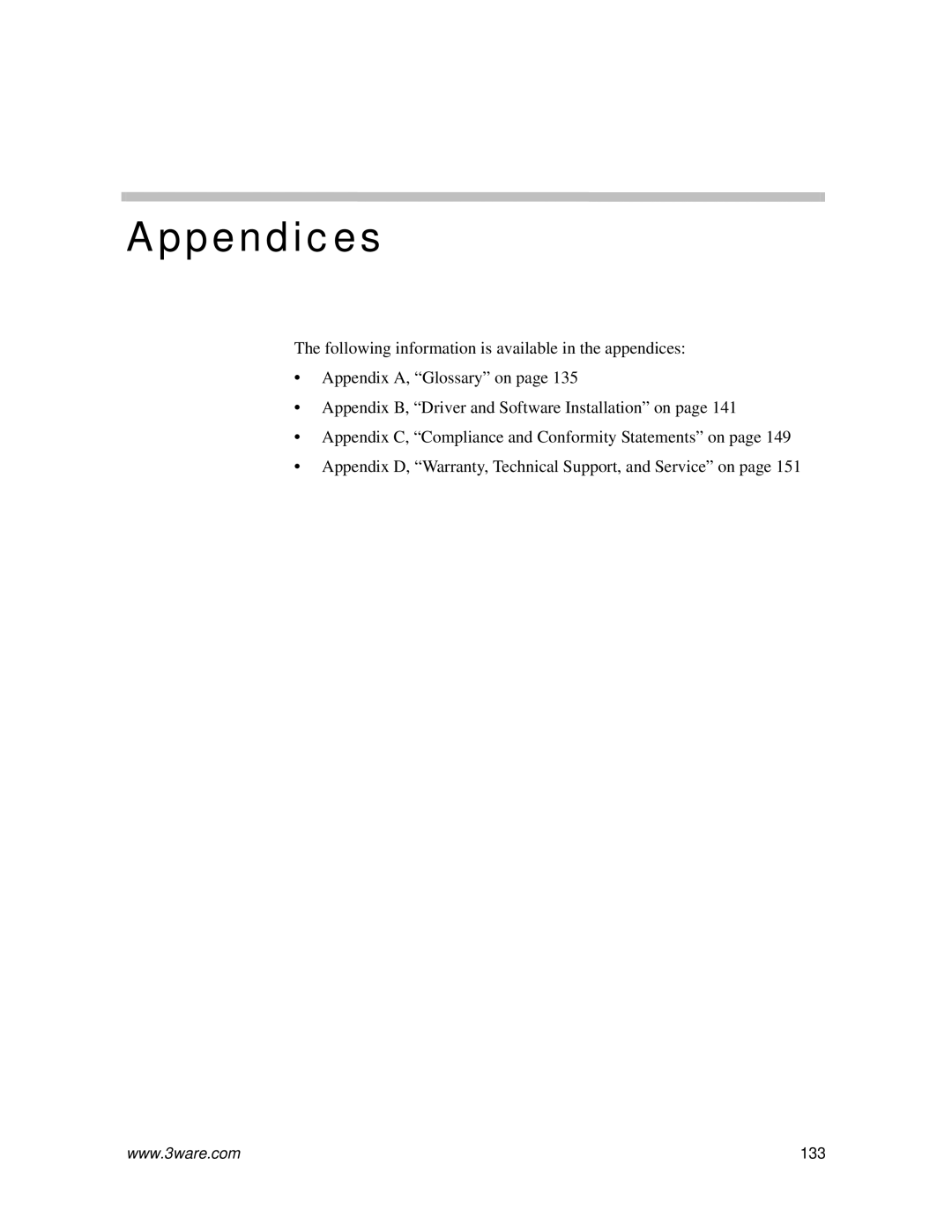 AMCC 720-0138-00 manual Appendices 