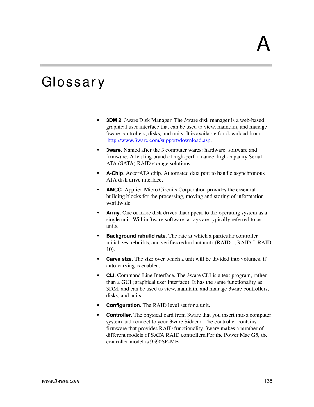 AMCC 720-0138-00 manual Glossary 