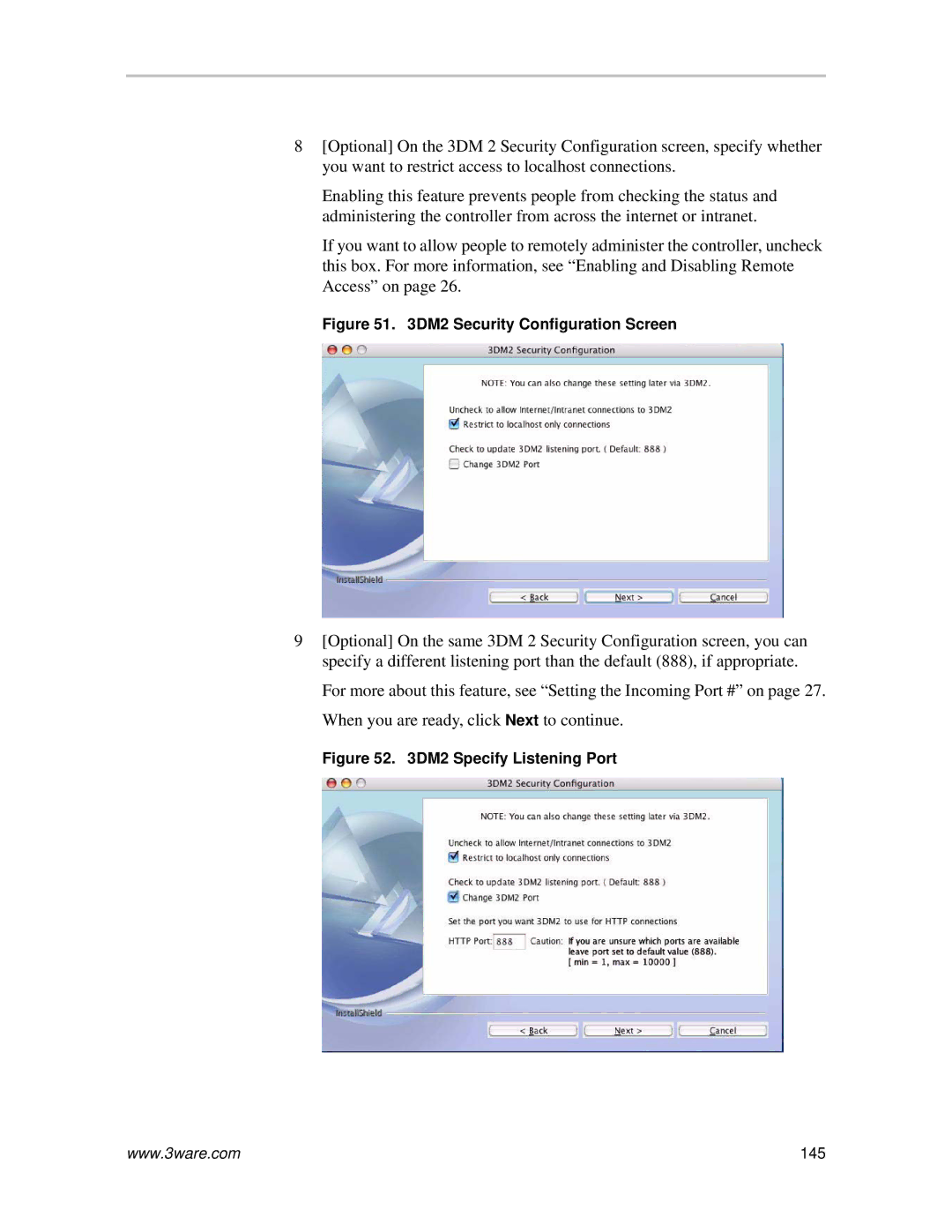 AMCC 720-0138-00 manual DM2 Security Configuration Screen 