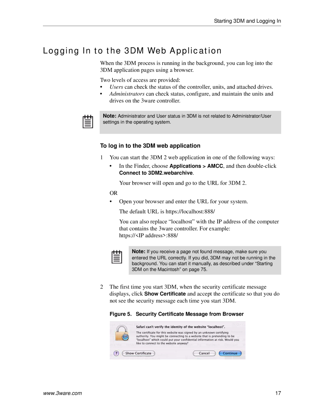 AMCC 720-0138-00 manual Logging In to the 3DM Web Application, To log in to the 3DM web application 