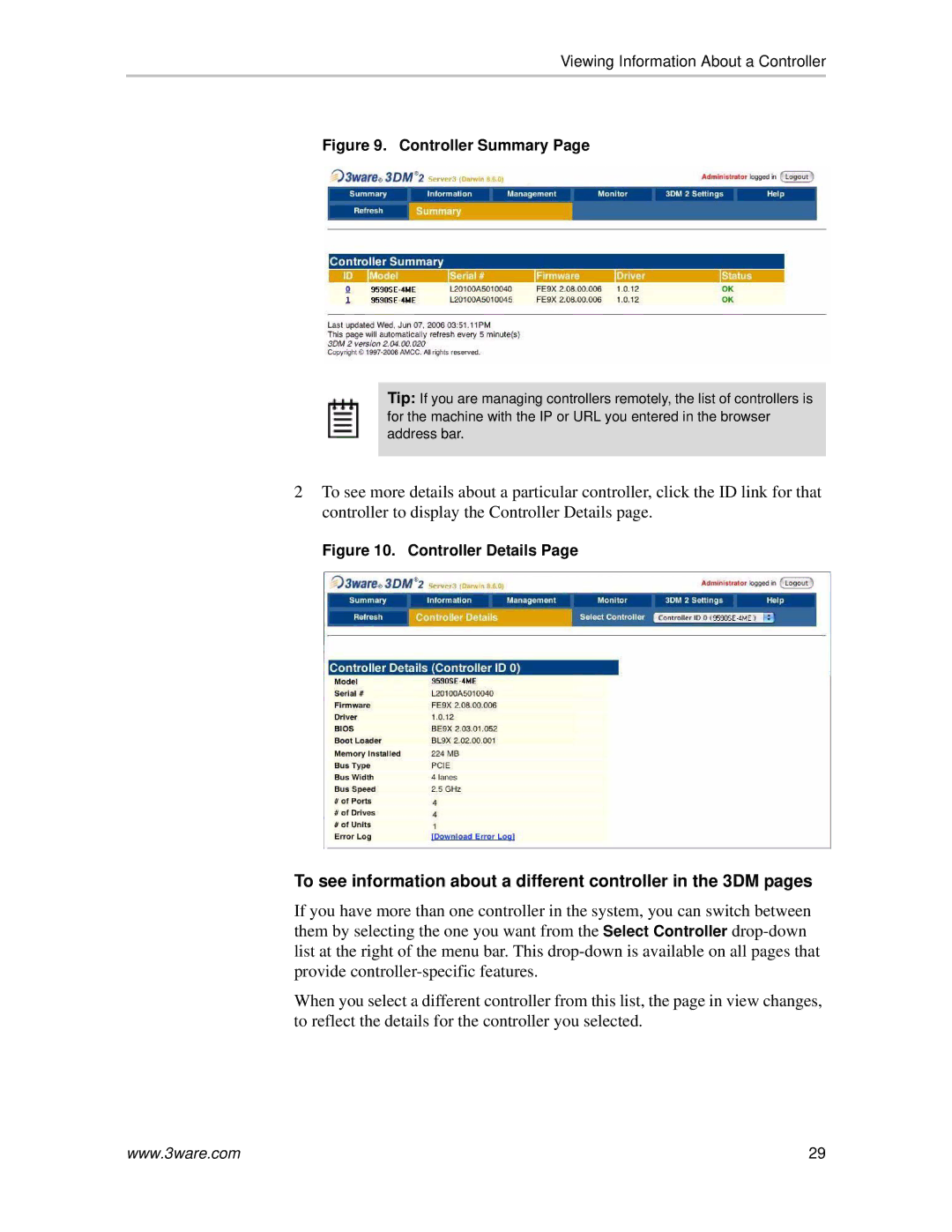 AMCC 720-0138-00 manual Controller Summary 