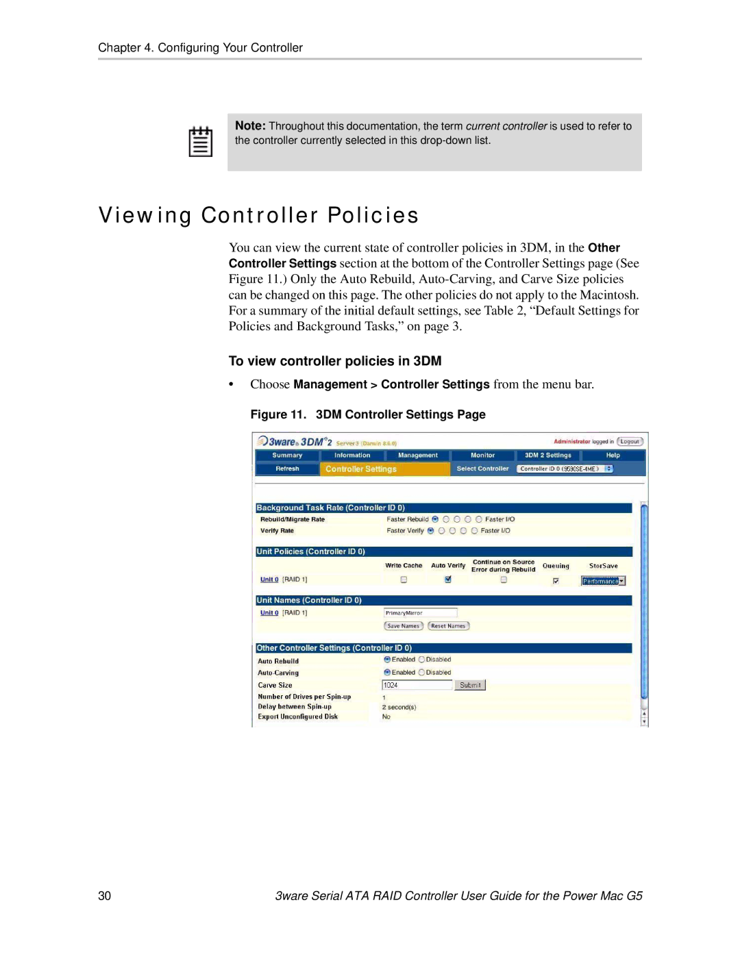 AMCC 720-0138-00 manual Viewing Controller Policies, To view controller policies in 3DM 