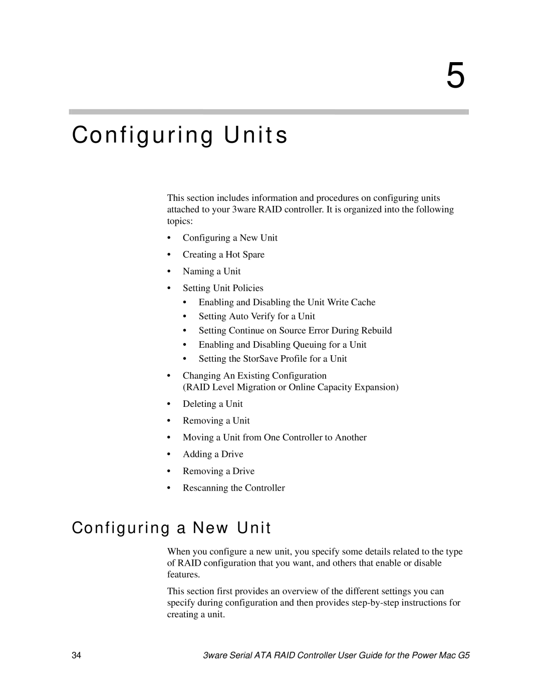 AMCC 720-0138-00 manual Configuring Units, Configuring a New Unit 