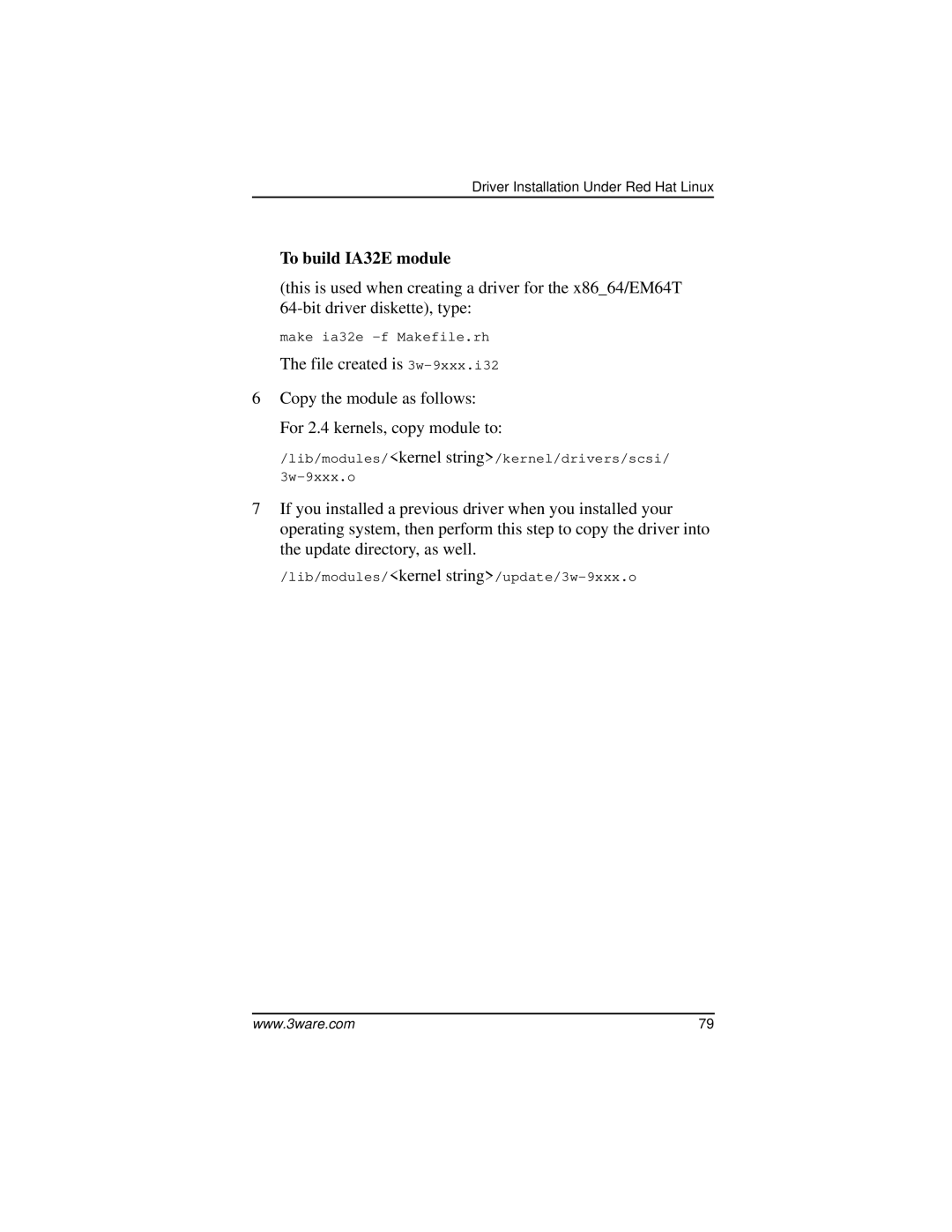 AMCC 9000 manual To build IA32E module 