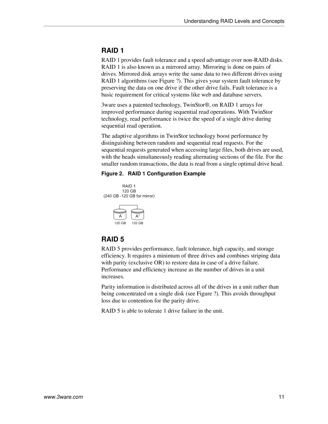 AMCC 9500S, 9550SX, 9590SE, 9650SE manual RAID 1 Configuration Example 