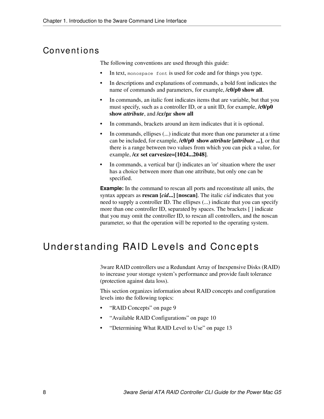 AMCC 9590SE-4ME manual Understanding RAID Levels and Concepts, Conventions 