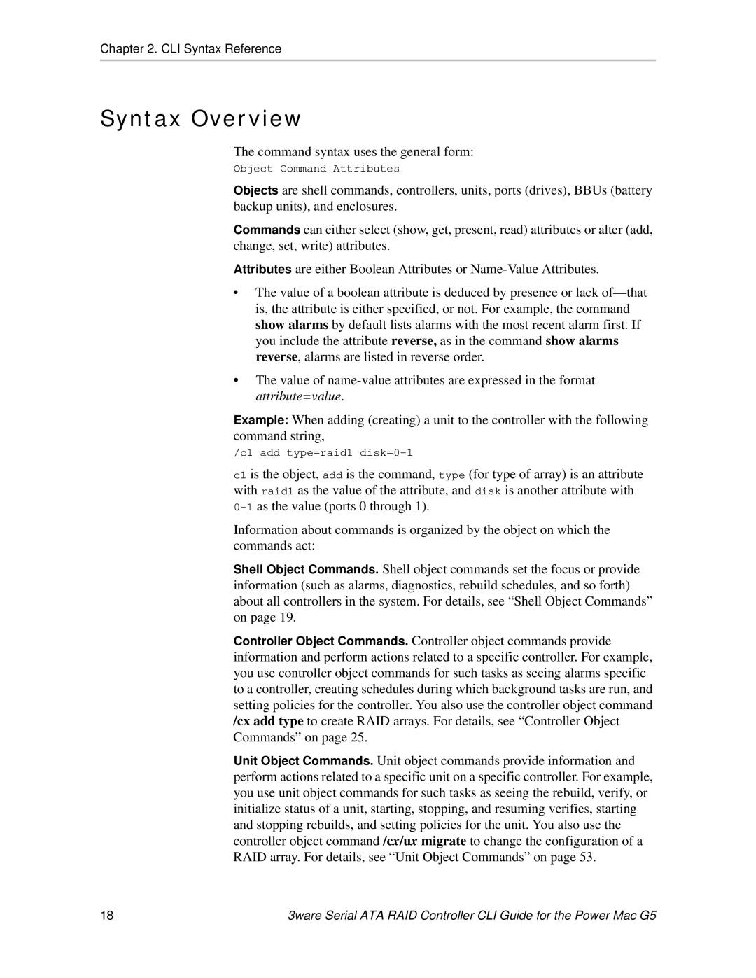 AMCC 9590SE-4ME manual Syntax Overview 