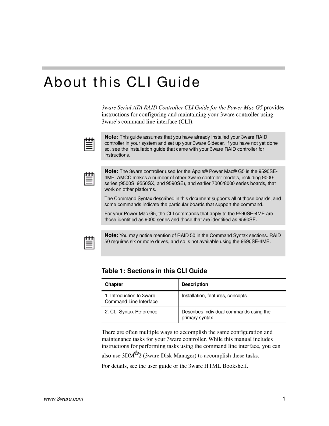 AMCC 9590SE-4ME manual About this CLI Guide 