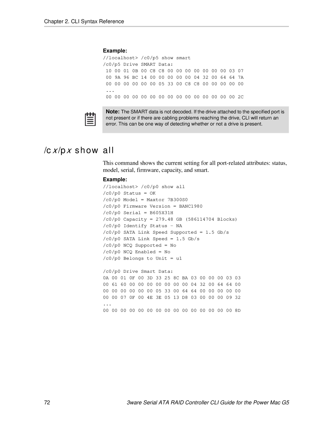 AMCC 9590SE-4ME manual Cx/px show all 